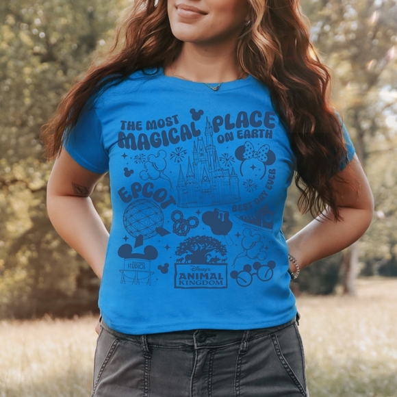 The Most Magical Place On Earth Disney World Trendy Graphic Crop Shirt - Picture 12 of 16